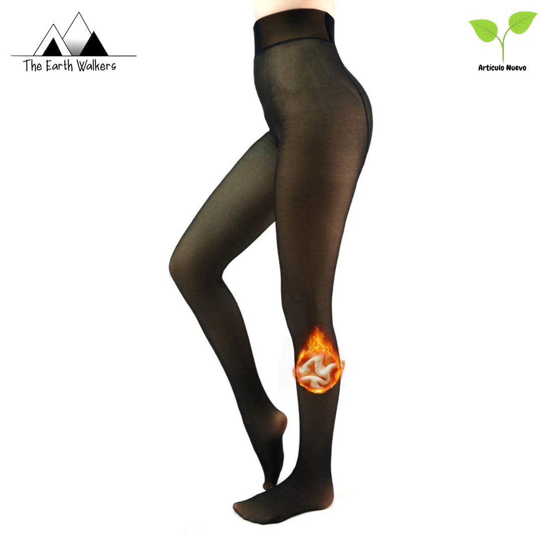 Mallas transparentes con forro polar para mujer, leggings falsos translúcidos cálidos para invierno